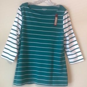 Merona Green & White stripe boatneck shirt, Firm$